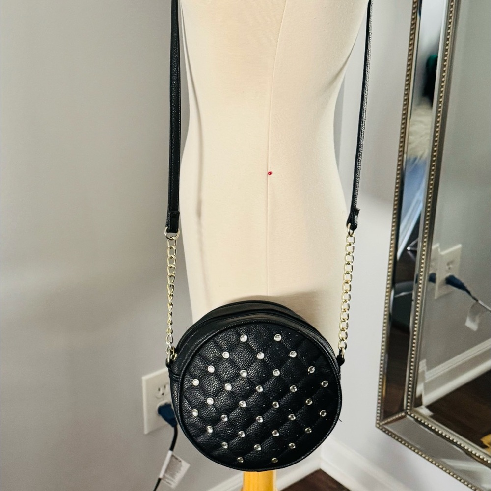 Black Studded Sling Shoulder Bag